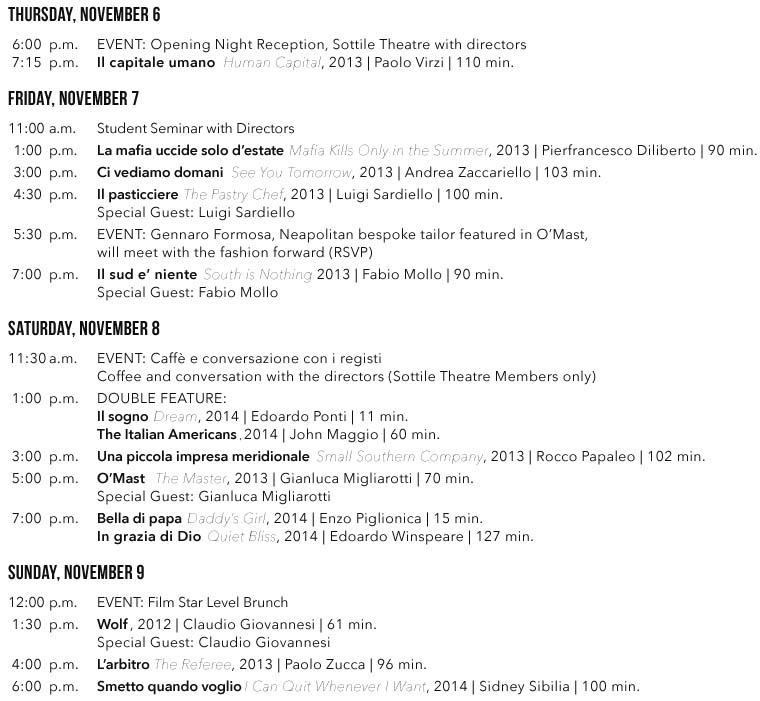NCIFF2014 Nuovo Cinema Italiano Film Festival-programma
